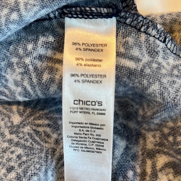 CHICOS DRESS SZ 1, SOFT FABRIC SIDE POCKETS HI LO HEM NAVY WHITE LAGENLOOK BOHO - Picture 5 of 8